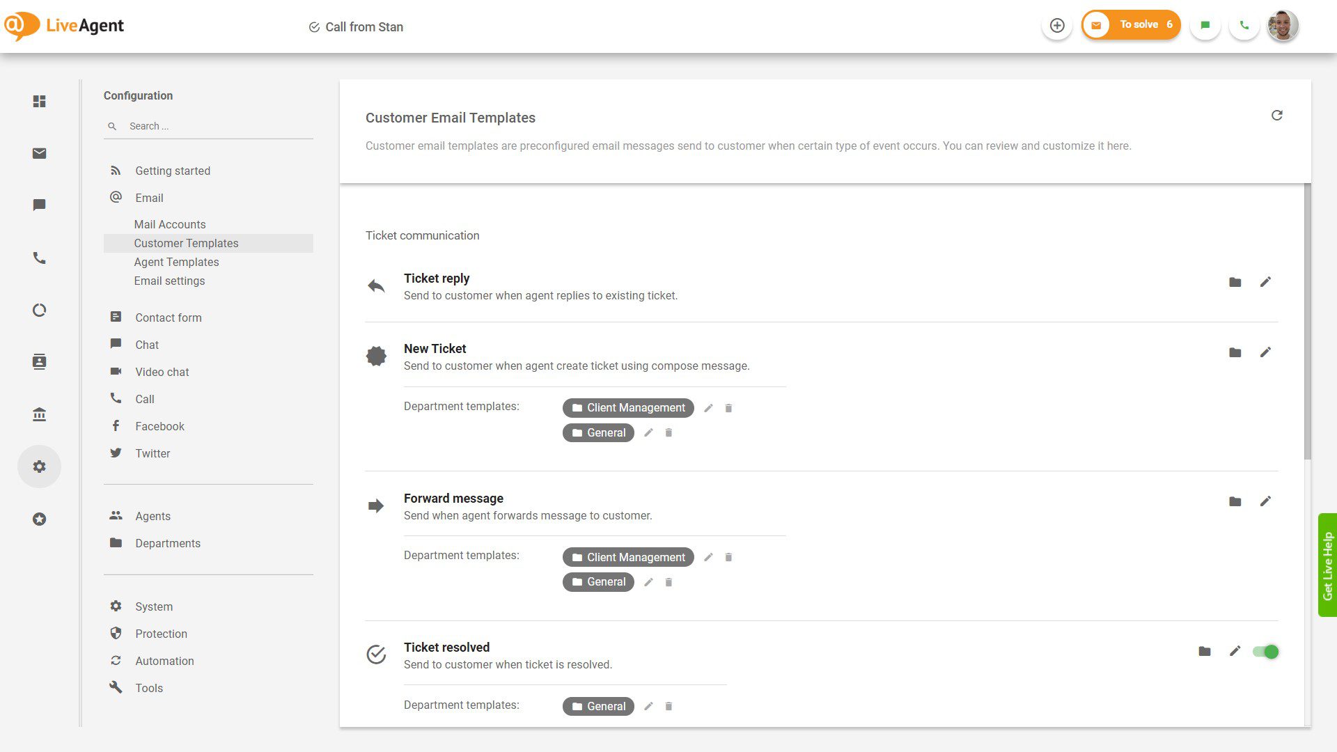 Configuración de plantillas de correo electrónico