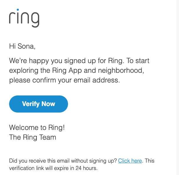 Correo de verificación Ring