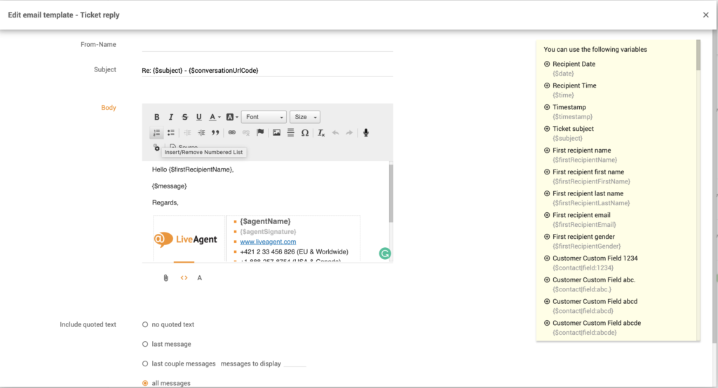 Personalización de plantilla de correo electrónico