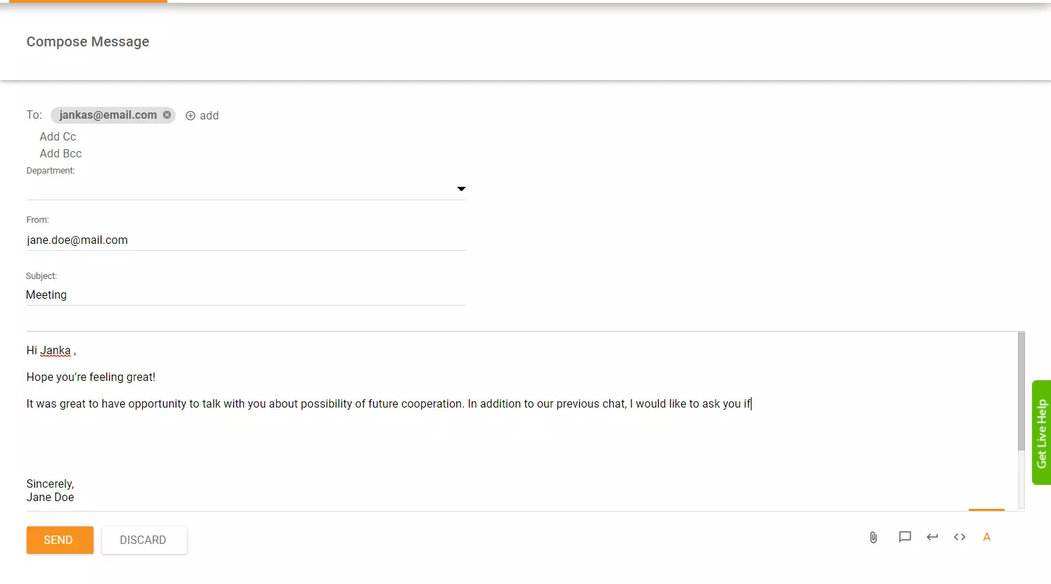 Ejemplo de apertura de correo