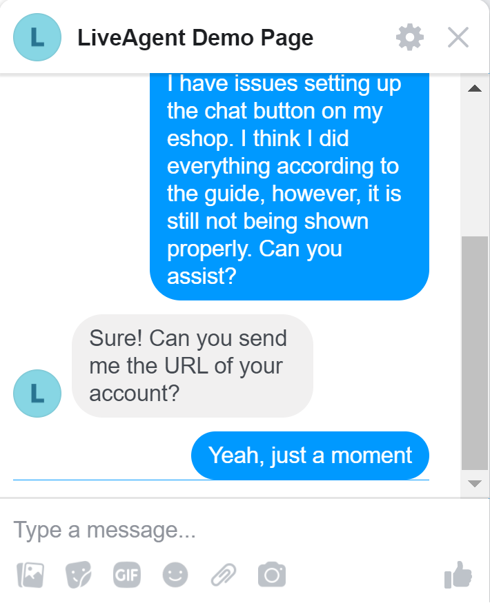 Página de demostración de LiveAgent escritorio respuesta