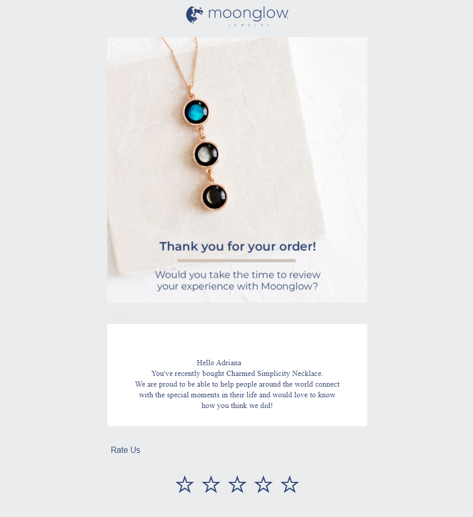 Correo electrónico de agradecimiento por su pedido