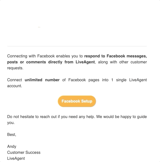 Ejemplo del formato de correo electrónico de LiveAgent